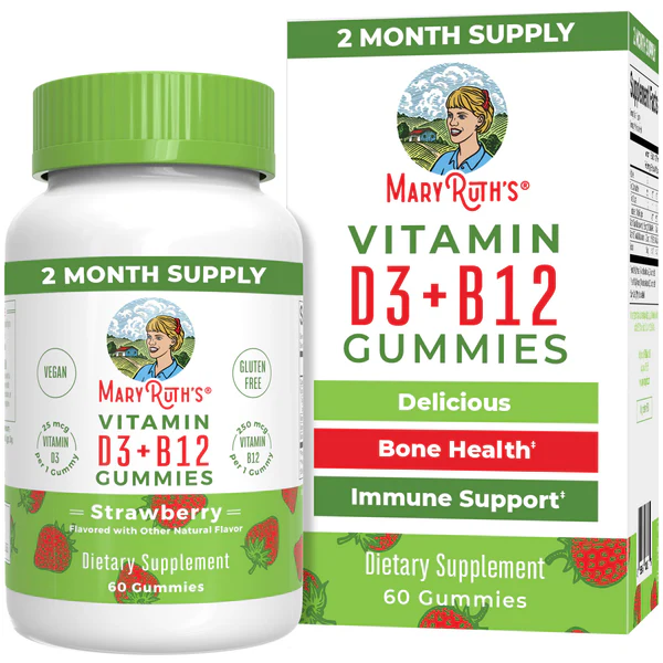 Vitamin D3+B12 Gummies, Strawberry - 1